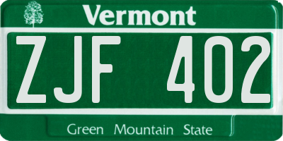 VT license plate ZJF402