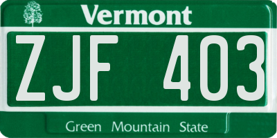 VT license plate ZJF403
