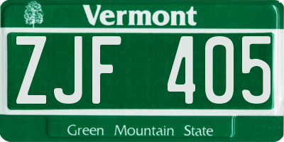 VT license plate ZJF405