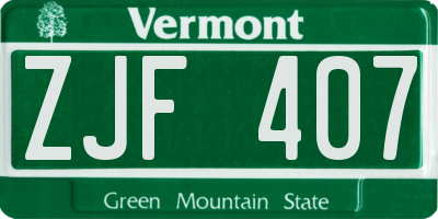 VT license plate ZJF407