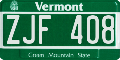 VT license plate ZJF408