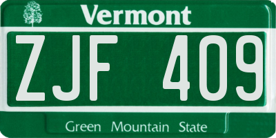 VT license plate ZJF409