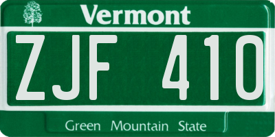 VT license plate ZJF410