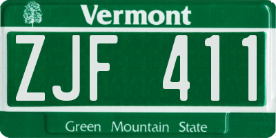 VT license plate ZJF411