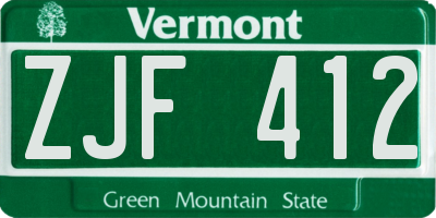 VT license plate ZJF412