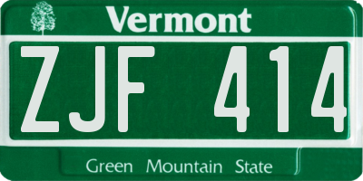 VT license plate ZJF414