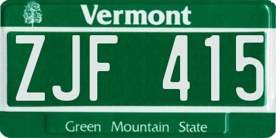 VT license plate ZJF415