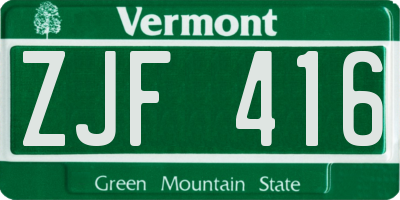 VT license plate ZJF416