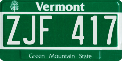 VT license plate ZJF417