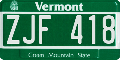 VT license plate ZJF418