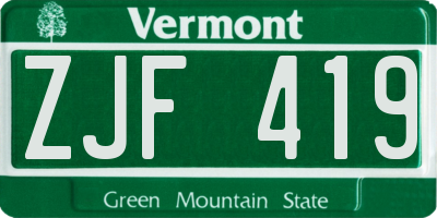 VT license plate ZJF419