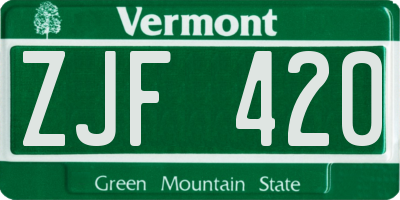 VT license plate ZJF420
