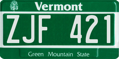 VT license plate ZJF421