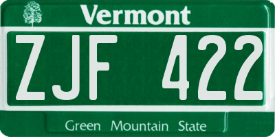 VT license plate ZJF422