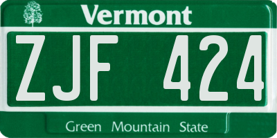 VT license plate ZJF424