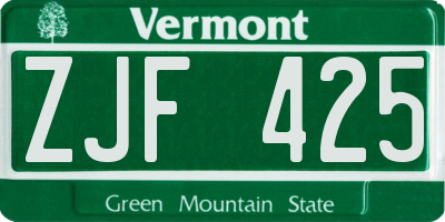 VT license plate ZJF425