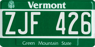 VT license plate ZJF426