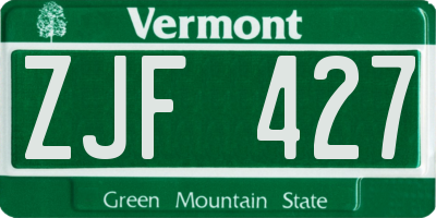 VT license plate ZJF427