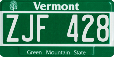 VT license plate ZJF428