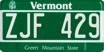 VT license plate ZJF429
