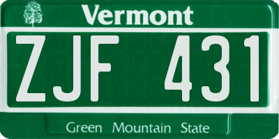 VT license plate ZJF431