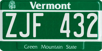VT license plate ZJF432