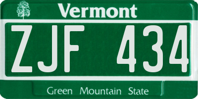 VT license plate ZJF434