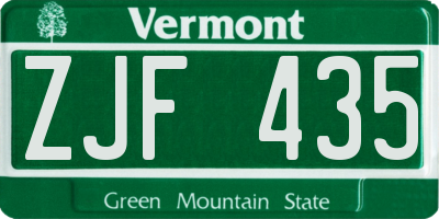 VT license plate ZJF435