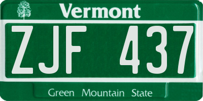 VT license plate ZJF437