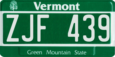VT license plate ZJF439