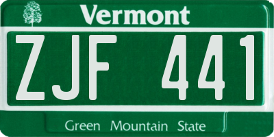 VT license plate ZJF441