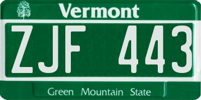 VT license plate ZJF443
