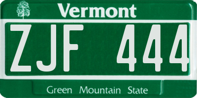 VT license plate ZJF444
