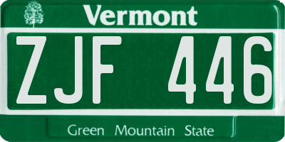 VT license plate ZJF446