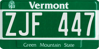 VT license plate ZJF447
