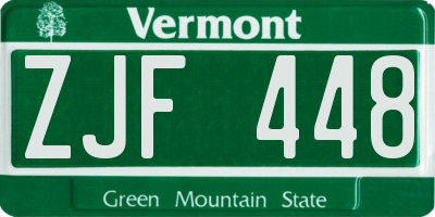 VT license plate ZJF448