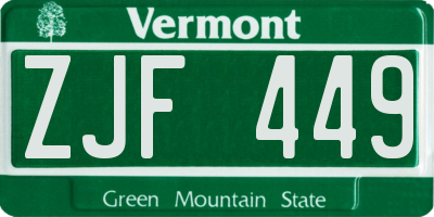 VT license plate ZJF449