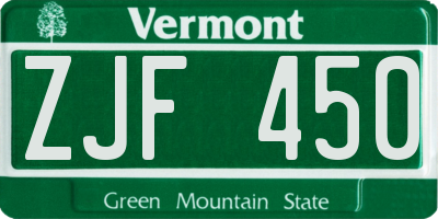 VT license plate ZJF450