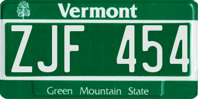VT license plate ZJF454