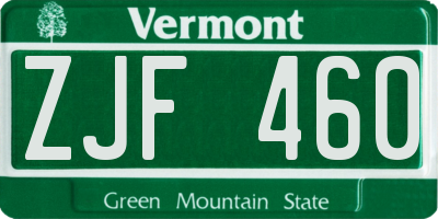 VT license plate ZJF460