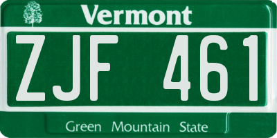 VT license plate ZJF461