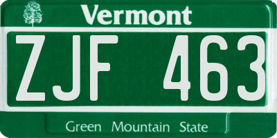 VT license plate ZJF463