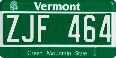 VT license plate ZJF464