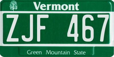 VT license plate ZJF467
