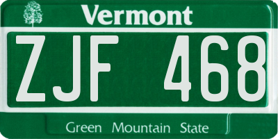 VT license plate ZJF468