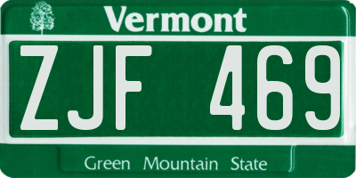 VT license plate ZJF469