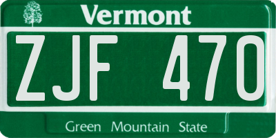 VT license plate ZJF470