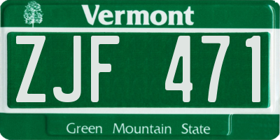 VT license plate ZJF471