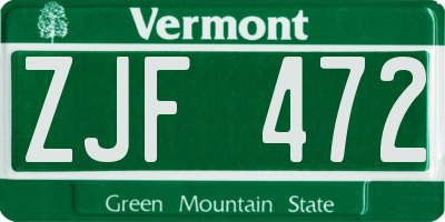 VT license plate ZJF472