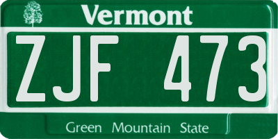 VT license plate ZJF473
